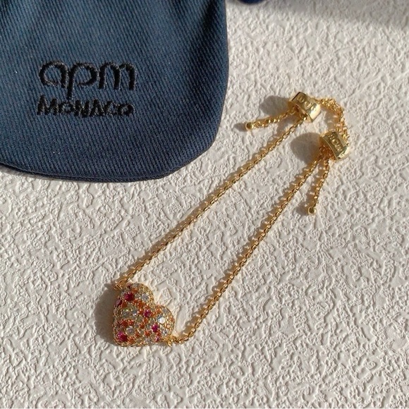 Apm Gold Heart Bracelet,with Multicolored Accents - Picture 3 of 4